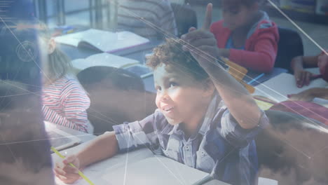 animación de redes de conexiones entre diversos escolares en el aula