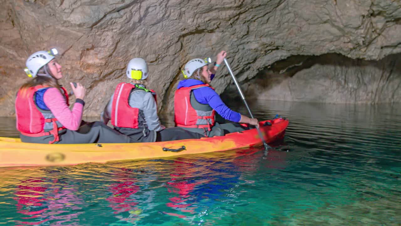 Unique experience of underground tour on kayak of the Mezica mines