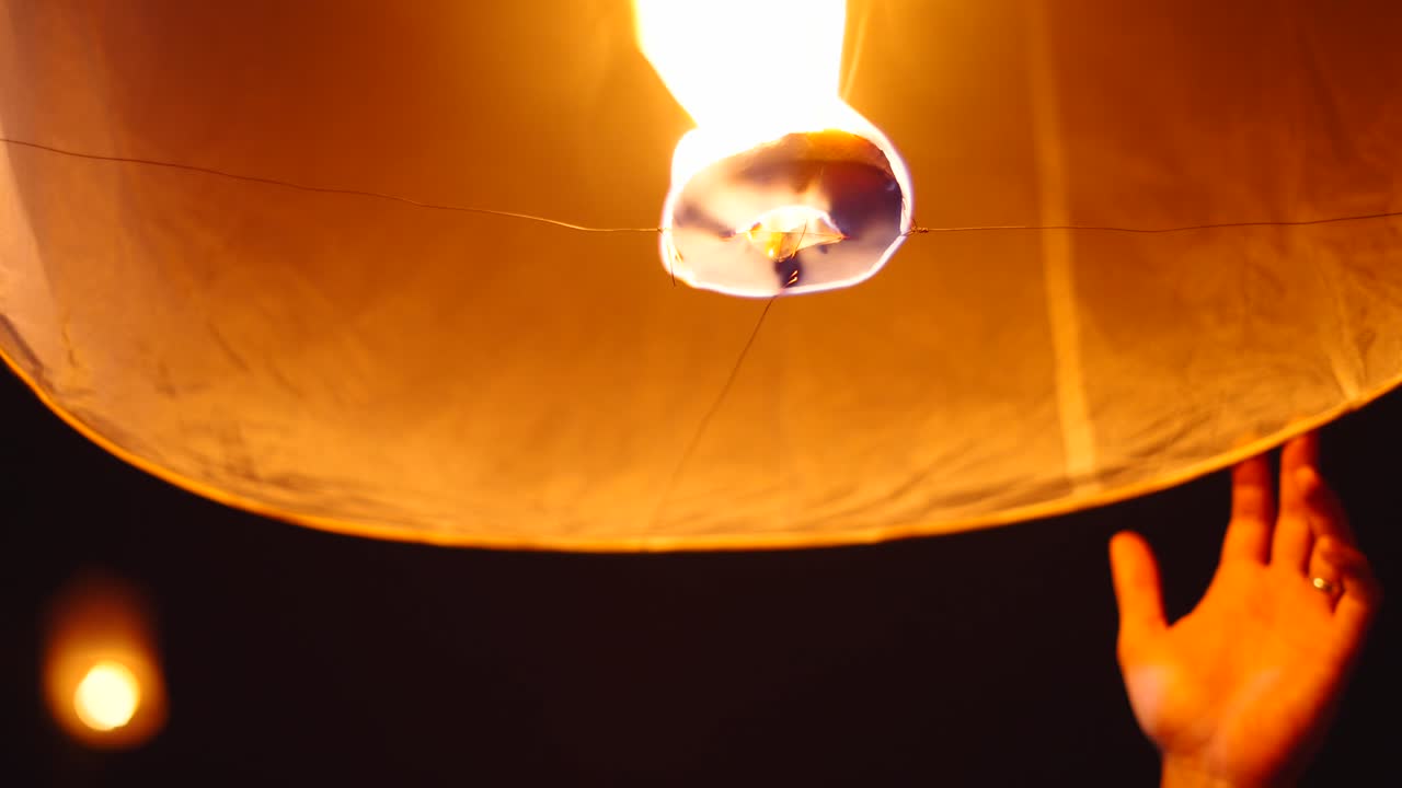 Sky Lantern Release at Night