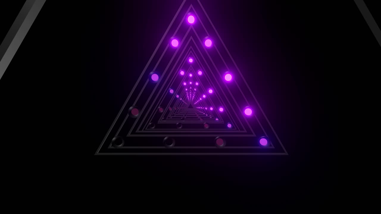 Abstract Triangle Tunnel with Neon Lights