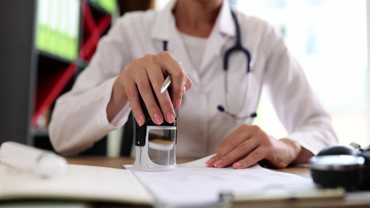 Doctor stamping document