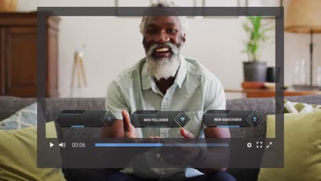 animation of screen with digital interface over african american man