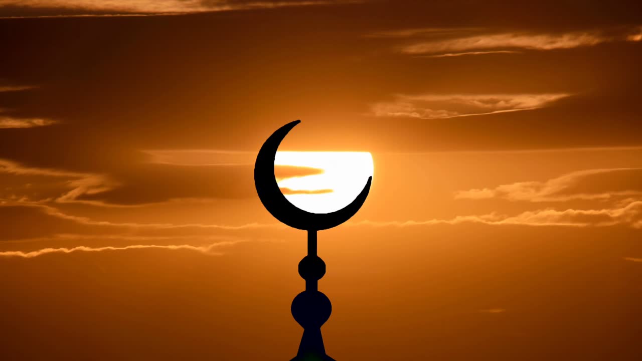 클라우드 스트림의 배경에 있는 이슬람의 상징 시간 경과