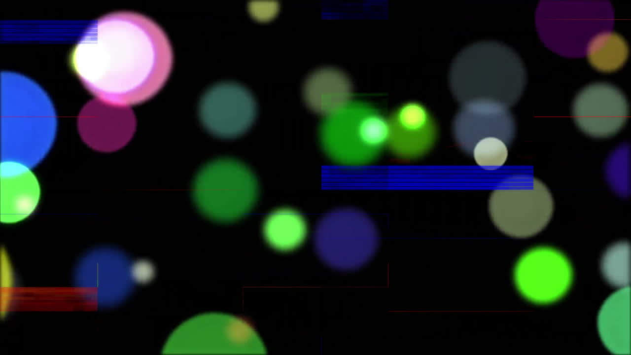 Colorful circles and rectangles moving over black background