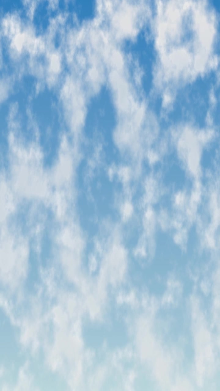 Seamless vertical loop of wispy white clouds drifting left across a bright blue sky.