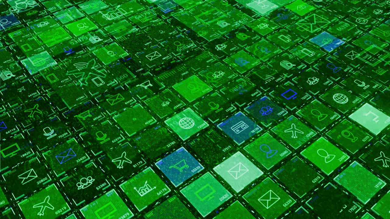 cuadrícula de interfaz digital con iconos de personas