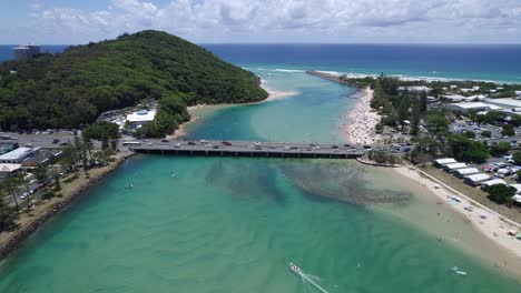 Tallebudgera-Creek-Bridge-Across-Calm-Blue-Waters-In-Gold-Coast,-Queensland