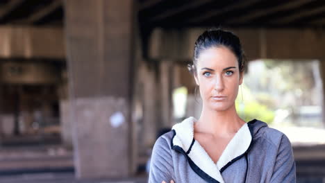 confident woman standing on the street 4k