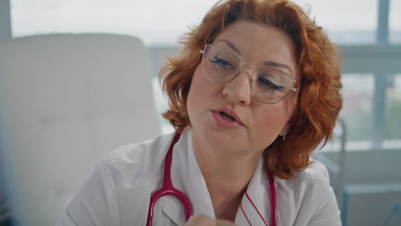 Healthcare professional discussing x-ray findings with patient in clinic closeup