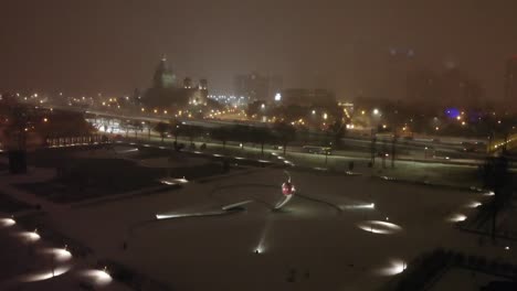 Minneapolis-at-night,-aerial-view-from-sculpture-garden