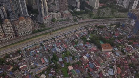 aerial: kuala lumpur skyline in malaysia