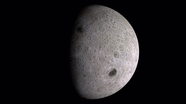 Da lua cheia à lua nova. Timelapse animado em 3D em loop das fases da Lua. 4K, animação 3D de ciclo completo da Lua em fundo preto.