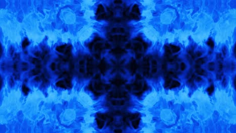 fuego con llamas azules sobre un fondo negro. llama de fuego ardiente. flujo de fuego abstracto es caleidoscopio. budismo flor de mandala, kaleido. azul ardiente brillante. fuego fuerte. campos ardientes. bucle 4k