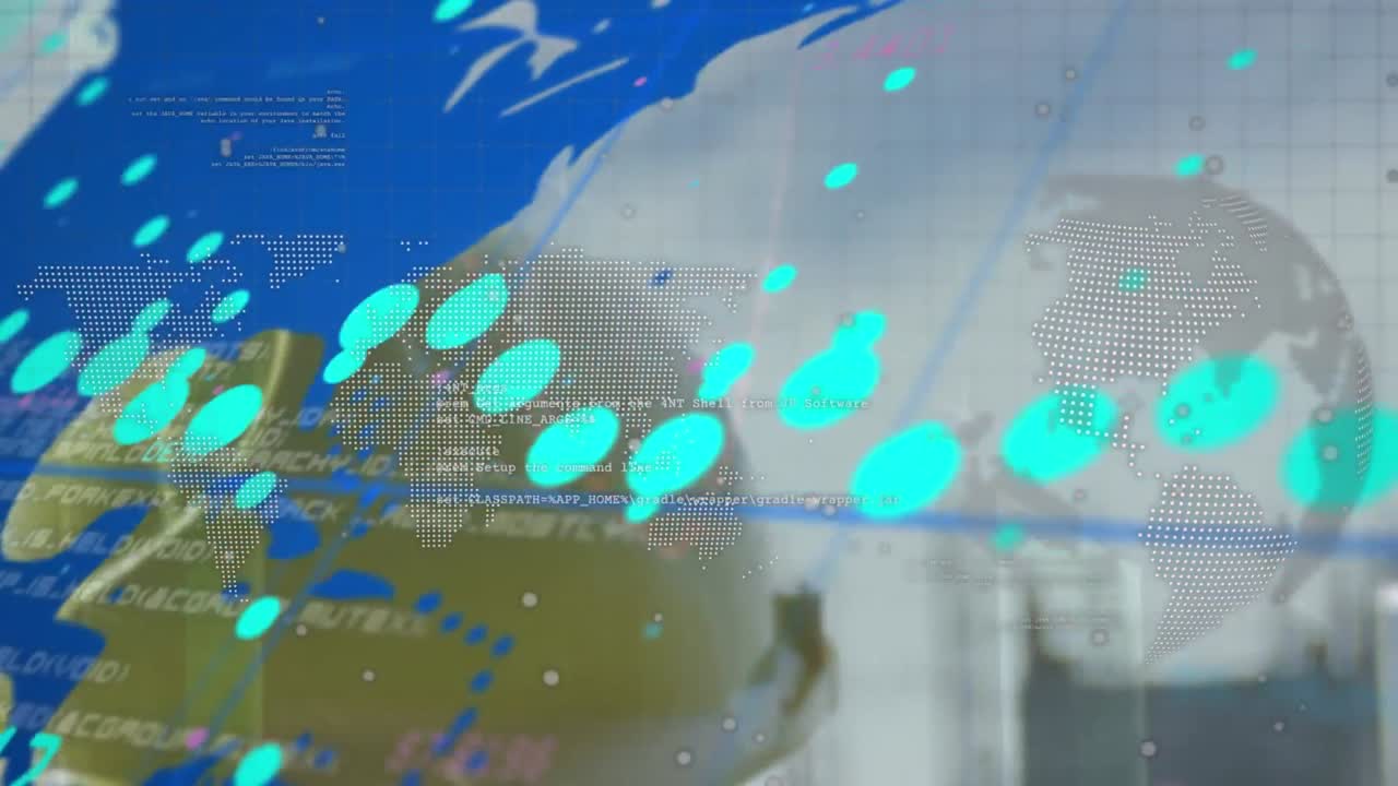 금융 그래프, 데이터, 지구상에서 카우카스 여성 엔지니어의 애니메이션