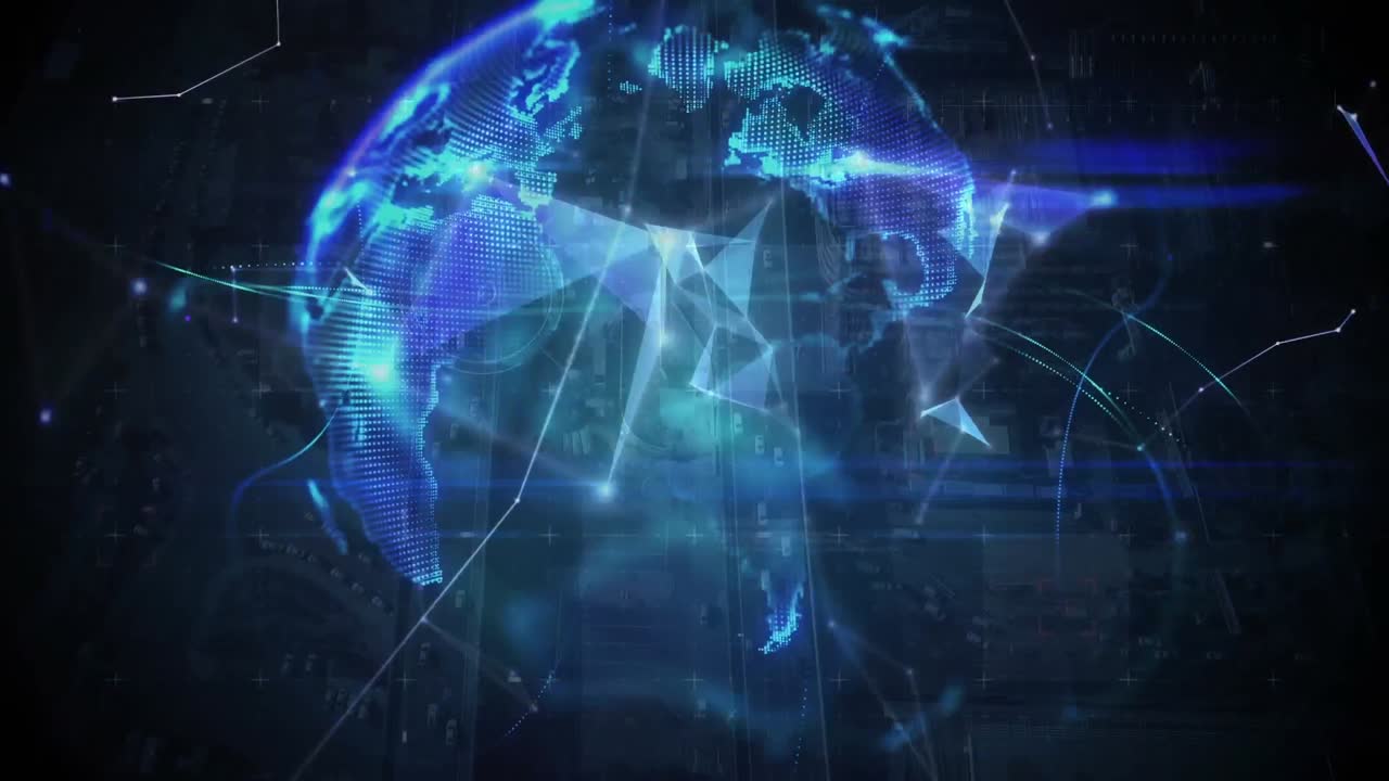 Digitally generated animation of a 3d turning globe