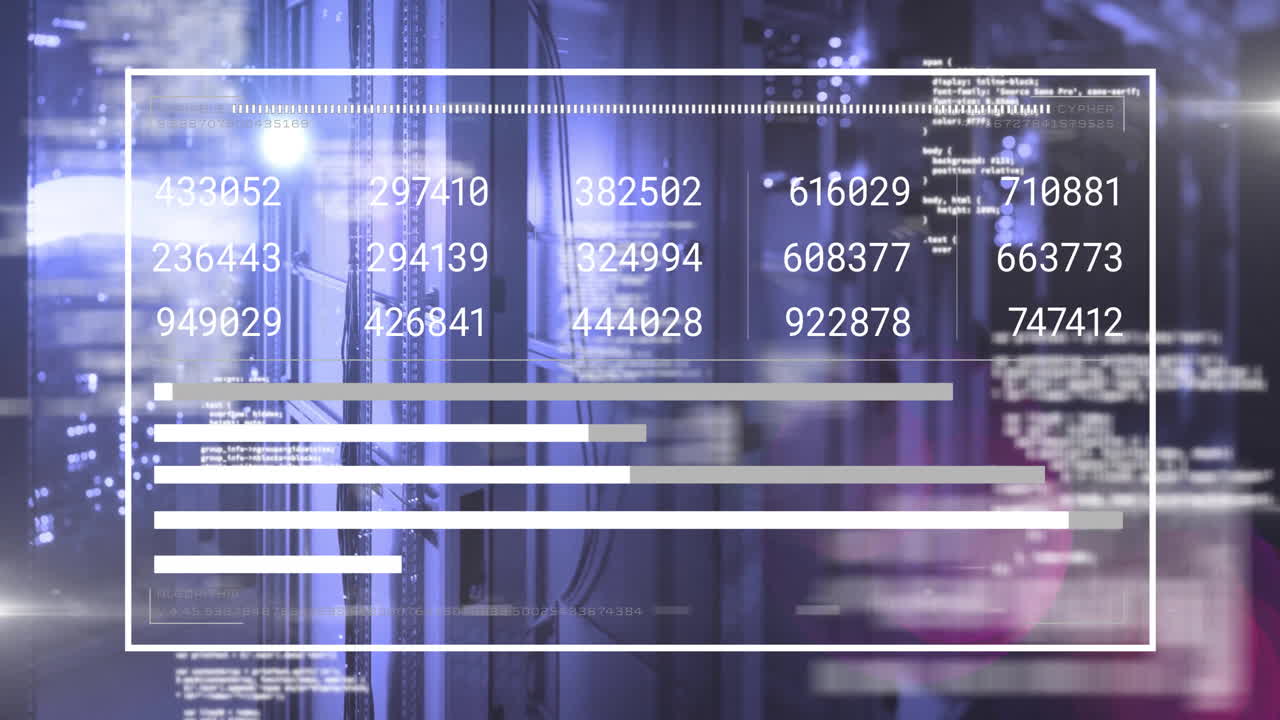 Animation of data processing over server room