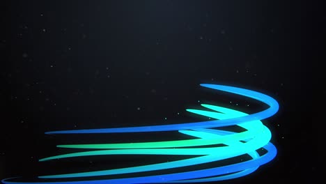 4k video of abstract shiny blue design elements on dark background.