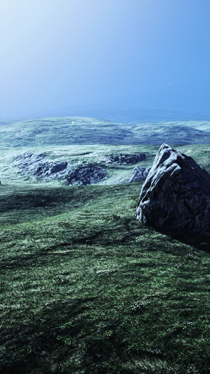 paisaje de un planeta alienígena por la noche