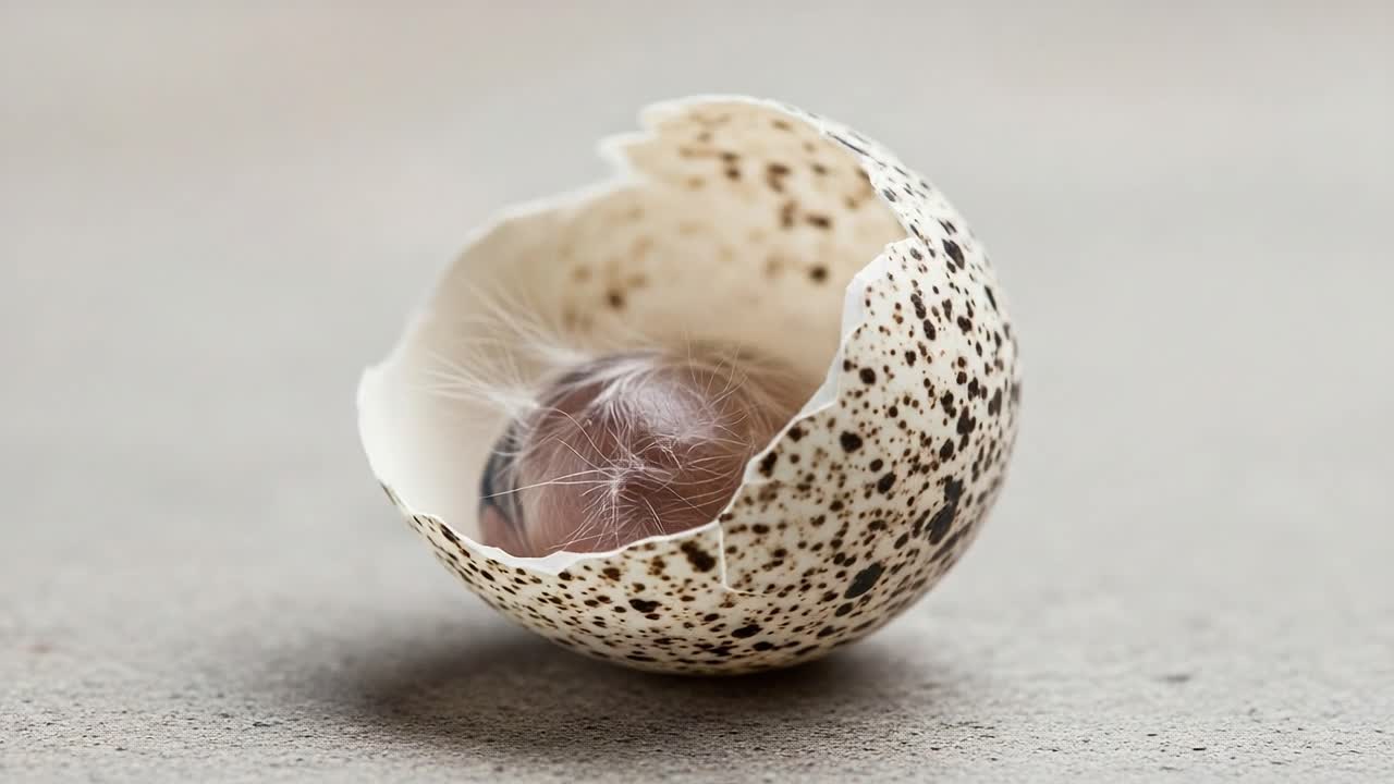 A Close-Up View of an Unhatched Egg with a Developing Embryo, Highlighting the Fragile Shell and Intriguing Texture of the Hair-Like Structures Within