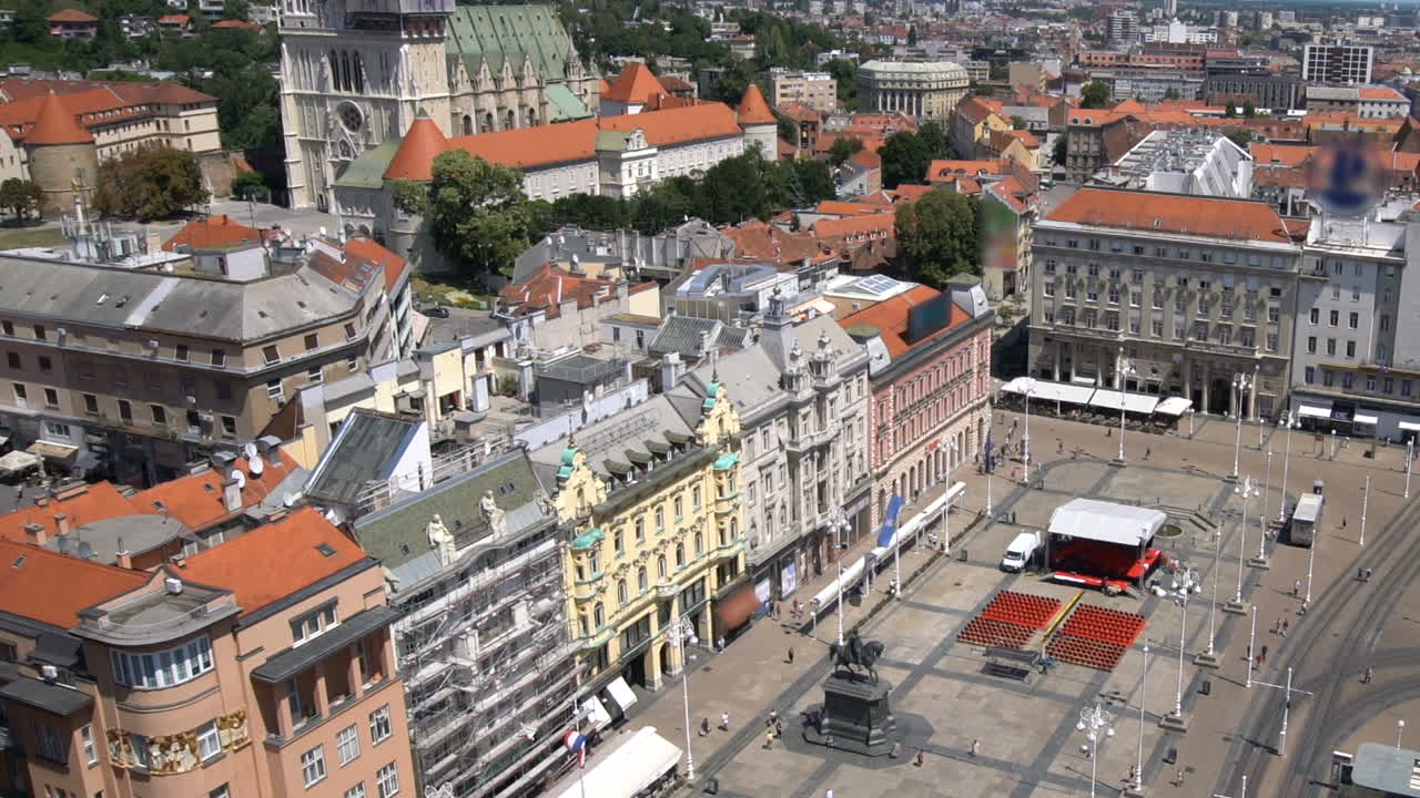 크로아티아 자그레브 시내 의 공중 사진
