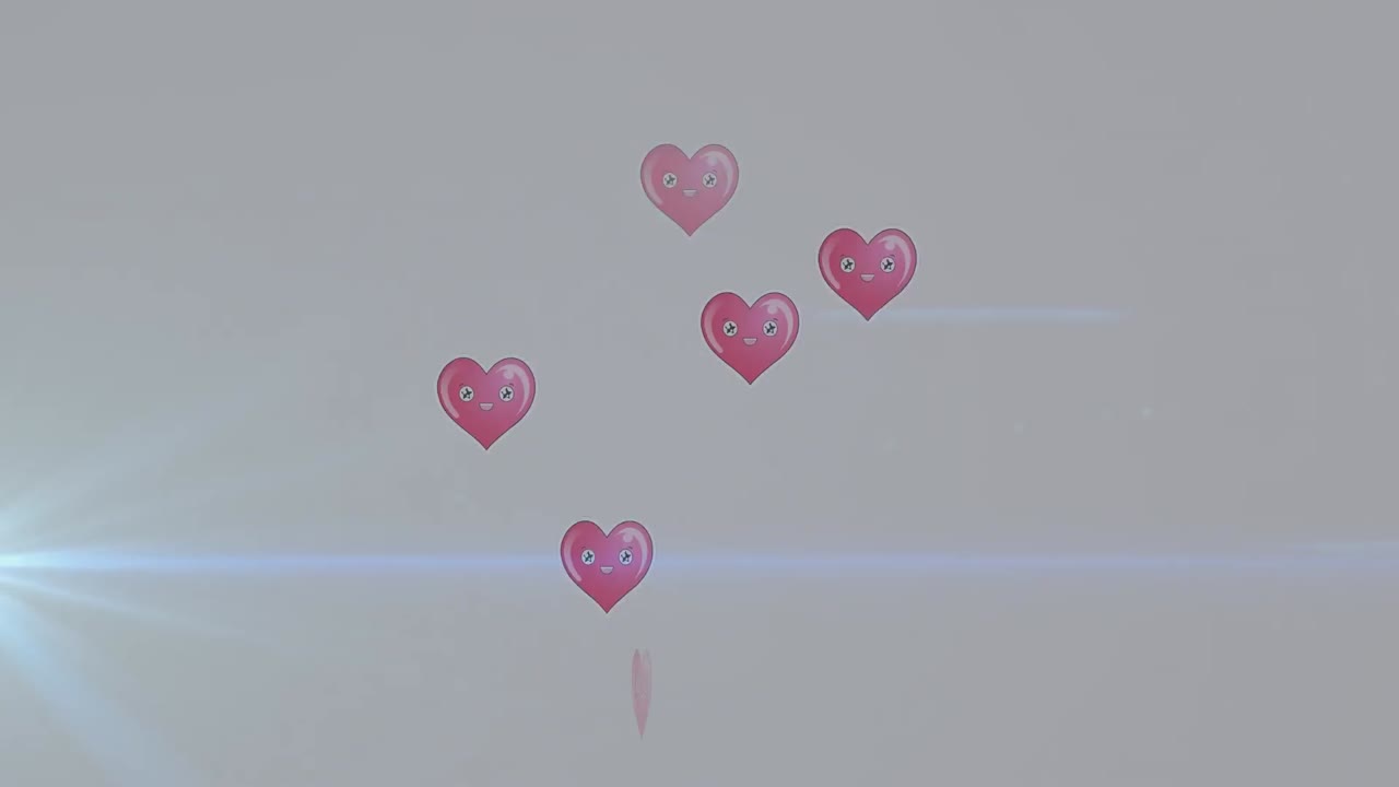 색 바탕에 있는 심장 위의 빛의 흔적 애니메이션