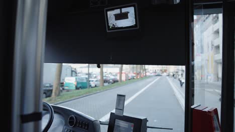 lowering pantograph on screen inside the electric bus