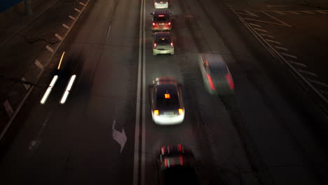 car traffic at night time lapse with panning