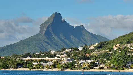 parallax drone shot of the coastline in mauritius