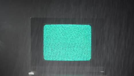 vintage tv with static and rain