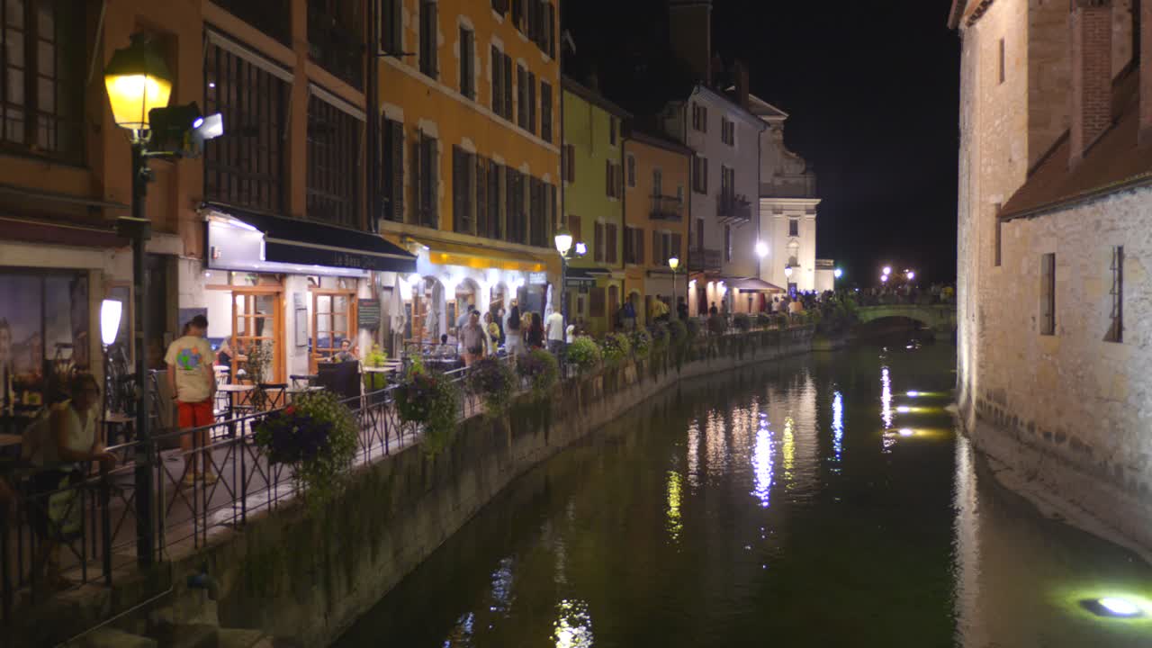 Charming Night View of a Canal in a European City