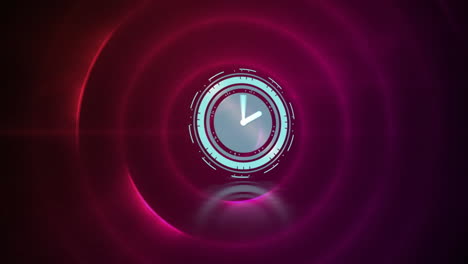 animación del reloj moviéndose rápidamente sobre círculos rojos