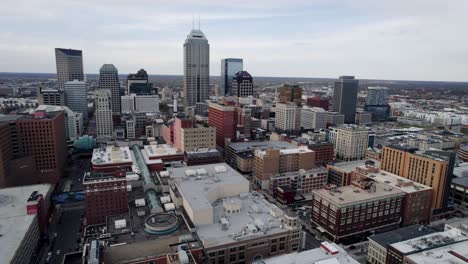 indianapolis on cloudy day, drone aerial