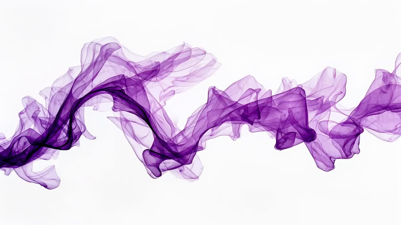 Emergendo da sinistra, una fascia di pennacchi viola traslucidi si muove attraverso il lightbox, mostrando un movimento fluido