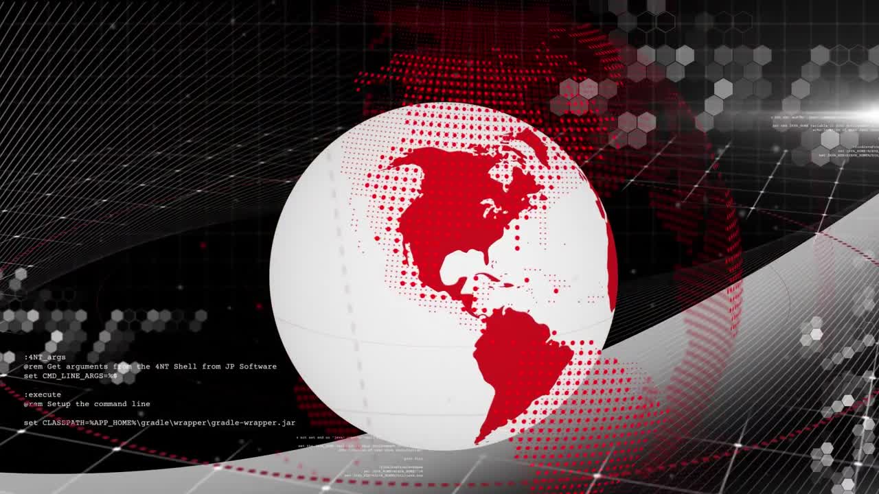 animación del globo y procesamiento de datos sobre fondo negro