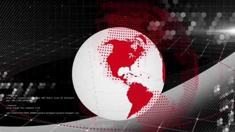 animation of globe and data processing on black background