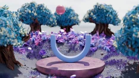 pastel forest scene with letter u