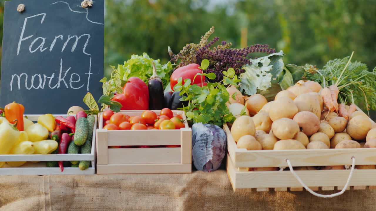 현지 생산자의 농산물 시장 야채에서 신선한 야채 카운터