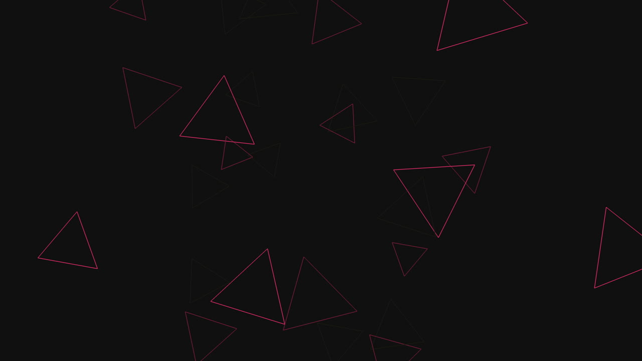 Dynamic collection of varied triangles forming a pattern on a black background. The unique shapes and sizes, some overlapping, create a visually captivating and versatile design