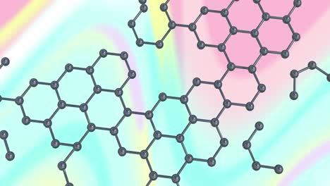 animation of micro of molecules models over pastel background