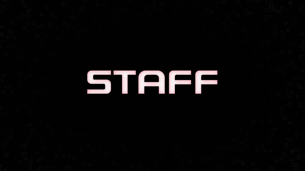 Electrified flashing STAFF animated graphic in white yellow and black
