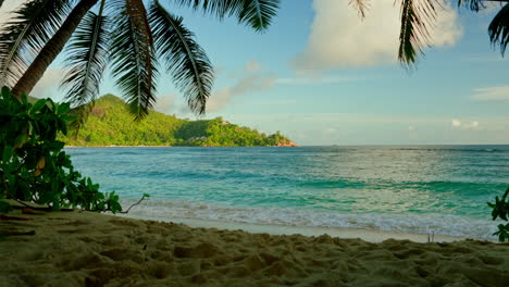 static shot of tropical beach at the seychelles