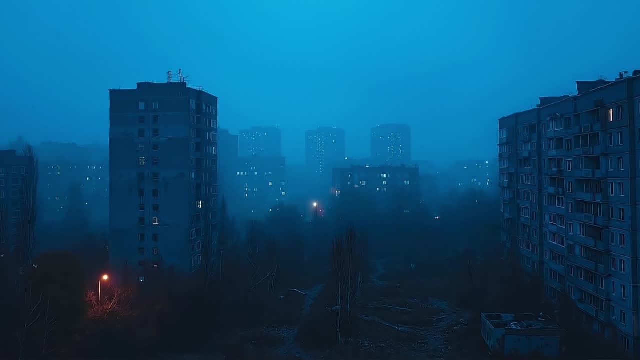 Una vista di una città di notte dalla cima di un edificio