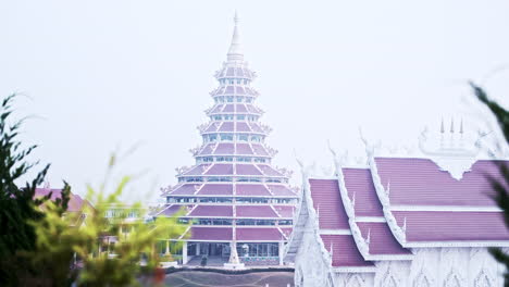 Wat-Huay-Pla-Kang-temple-pagoda-with-tiered-levels-and-red-rooftops