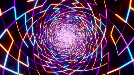 la hipnotizante luz de neón del túnel sin fin.