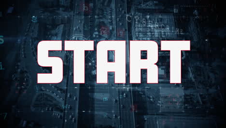 start text against cityscape