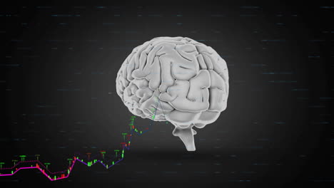 animation of data processing and diagrams over brain