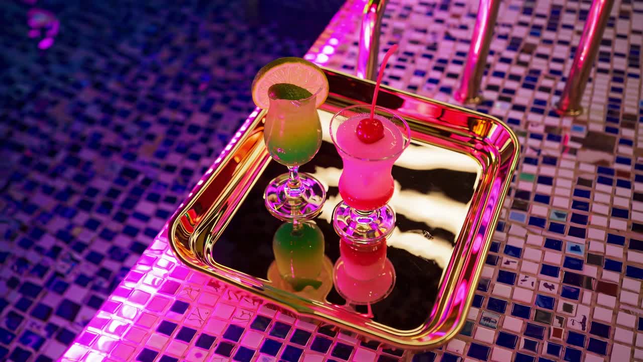 밤에는 수영장 에서 다채로운 테일