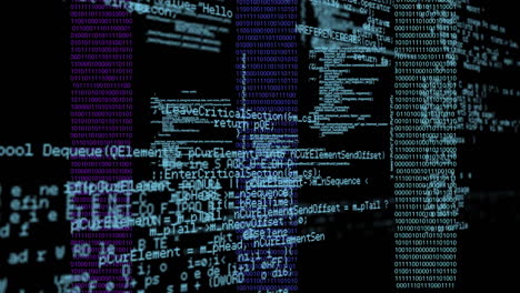 animación del procesamiento de datos sobre un fondo negro