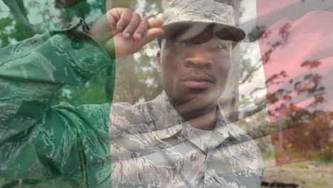 animation of soldier with waving italian flag