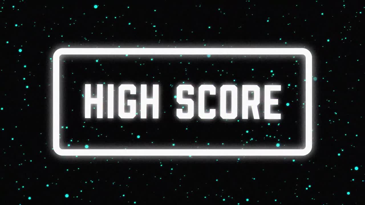 Animation vintage video game screen with words high score written